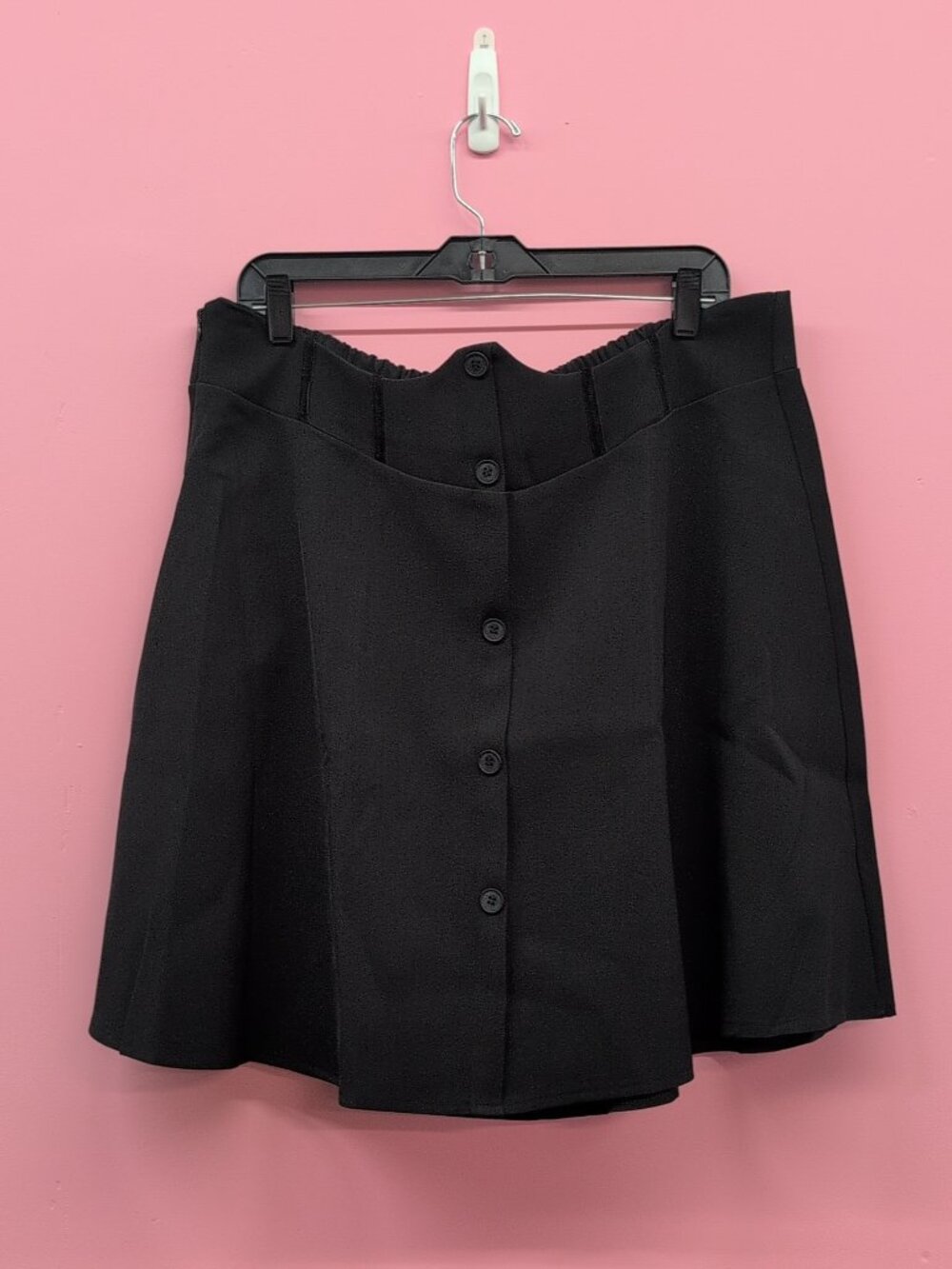 R&R Fashion Classic Women's High-Waist Button-Front A-Line Mini Skirt 3XL Black